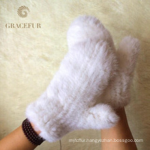 Hand knit Real Mink Fur Finger glove Winter warm gloves